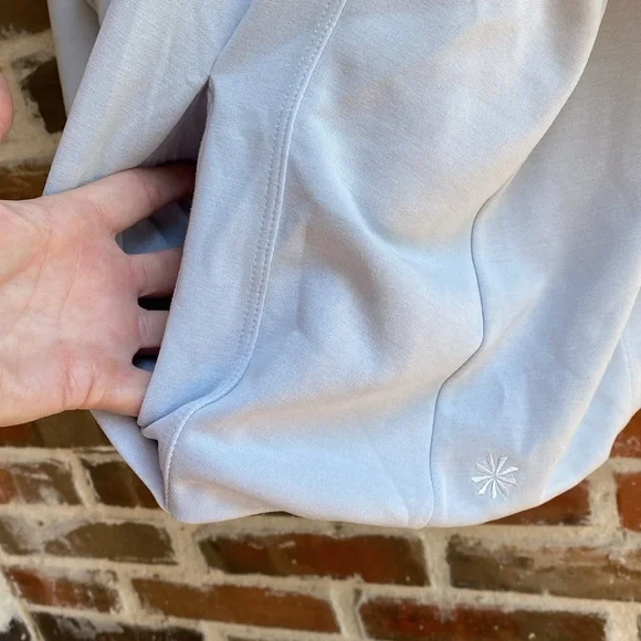 Athleta Seasoft Bubble Hem Hoodie in light blue gray Size L - Picture 5 of 16